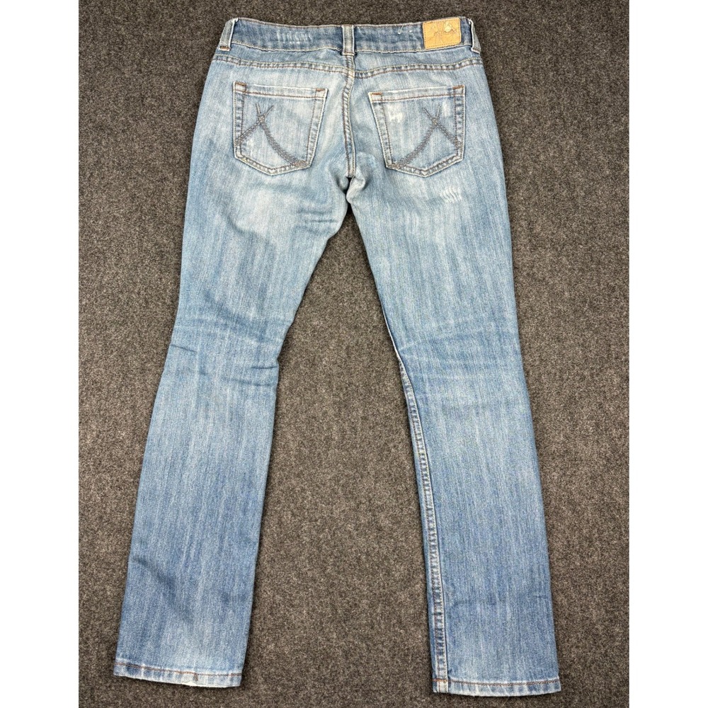 Y2K Anchor Blue Jasmine Skinny Jeans Womens 0S Light Wash Distressed Low Rise - Picture 2 of 12